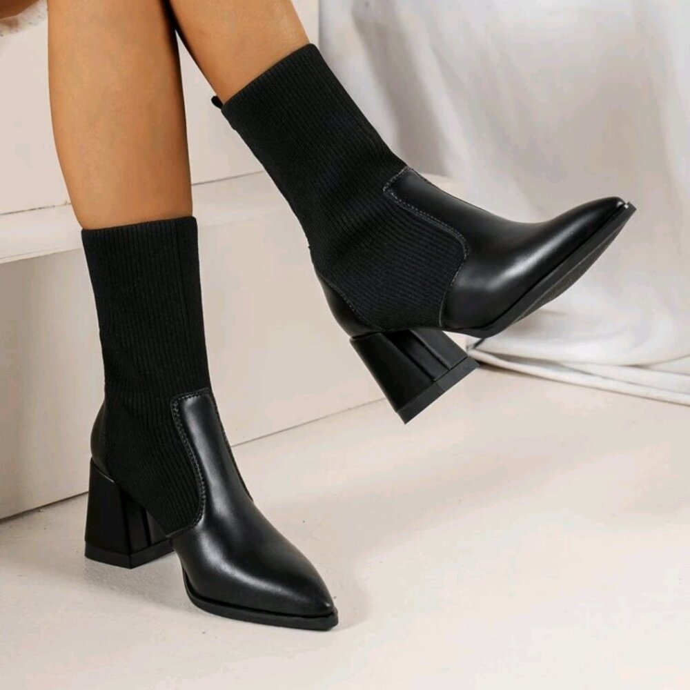 Black high heel booties